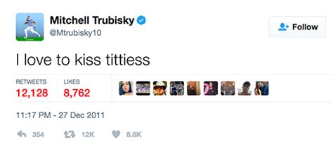 trubisky titties|Mitchell Trubisky Explains ‘I Love Kissing T–ties’ Old Tweet